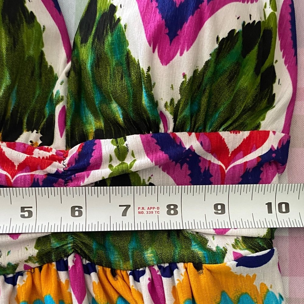 Multi-Color Maxi Dress with Blue, Green & Pink Pattern - Picture 4 of 8